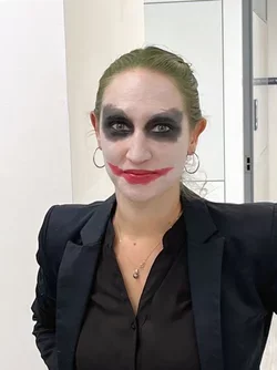 Sonic dressed as the Joker for Halloween