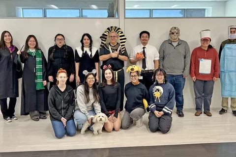 Butler lab group photo in halloween costumes