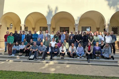 A group photo of people attending an neuroscience retreat