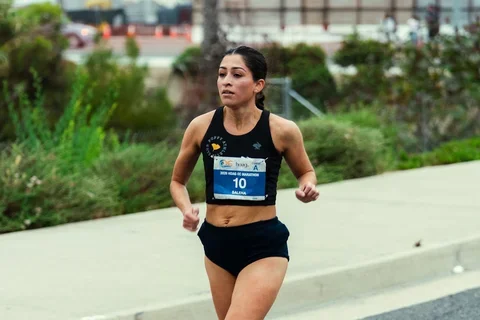 Woman running a marathon