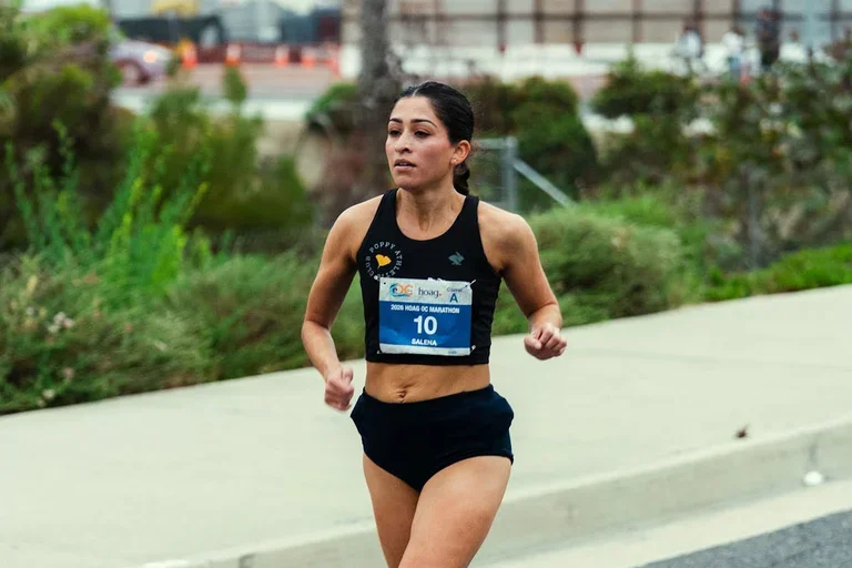 Woman running a marathon
