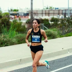 Woman running a marathon